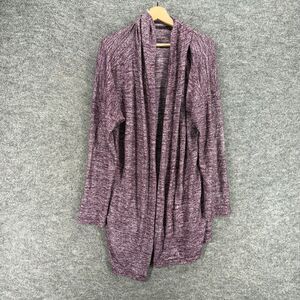 Loft Cardigan Women XL Purple Open Front Hooded Long Sleeve Lounge Casual